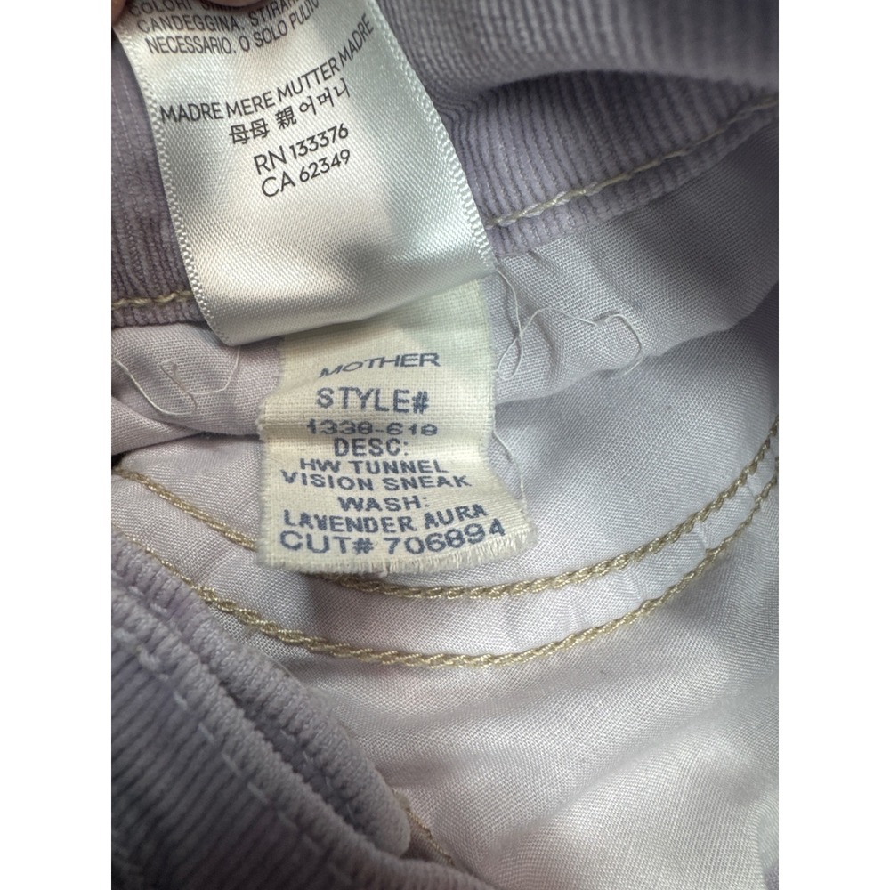 Mother HW Tunnel Vision Sneak Corduroy Pants Lavender Aura 27 Wide Leg 1338-618 - Picture 8 of 9